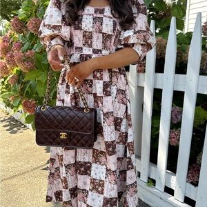 Peach Love Patchwork Floral Cottagcore Maxi Dress — Size Medium — BRAND NEW